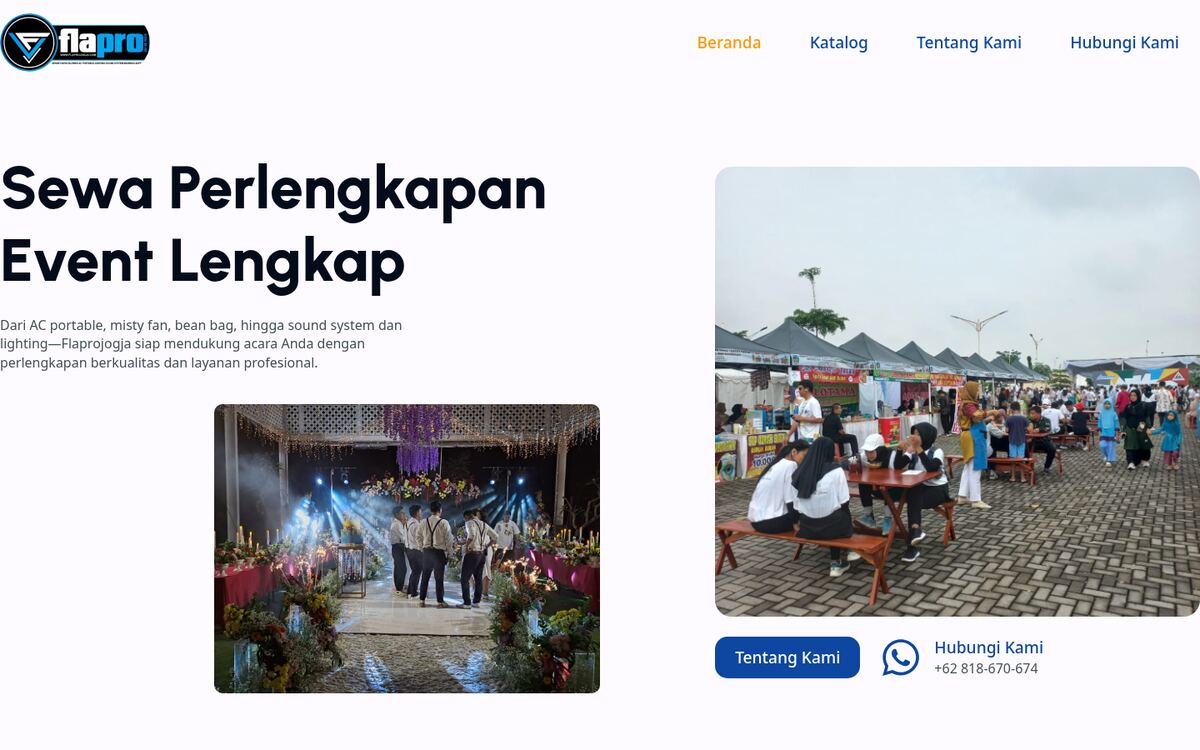 Screenshot of the FlaPro Rental website