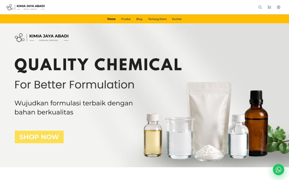 Screenshot of the Kimia Jaya Abadi website