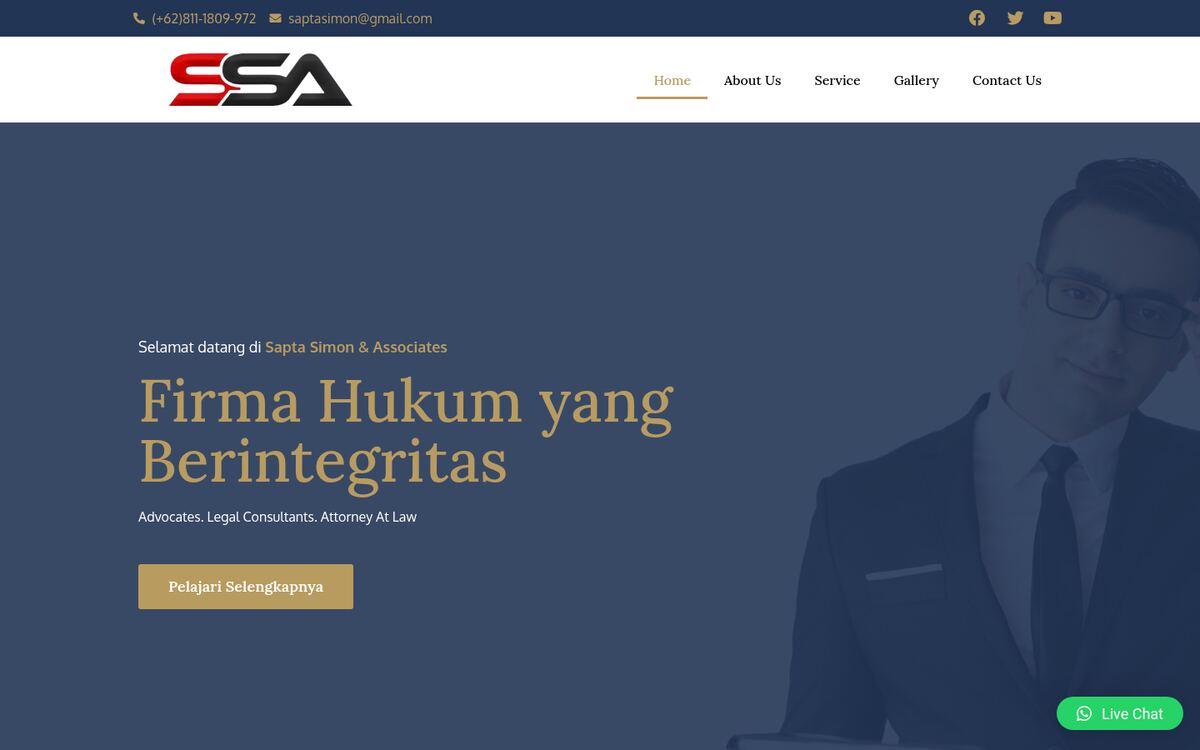 Screenshot of the Sapta Law Attorneys website